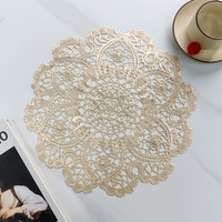 Set de table rond en PVC résistant à la chaleur, style dentelle romantique française, ajouré vintage, diamètre 38 cm