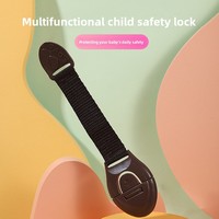 Verrou de sécurité multifonctionnel pour tiroirs et réfrigérateurs, en plastique, avec sangle de sécurité et protection anti-pincement Yobe Baby YB-1008