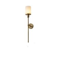 Applique murale moderne en laiton et marbre, LED dimmable, avec télécommande, abat-jour rond blanc pour chambre et salon