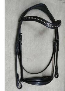 Más Vendido: Brida Western de Cuero Genuino de Alta Calidad con Acabado Brillante y Patente, Diadema Ondulada y Cristales Bicolor AB+BD - Product Image 2