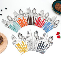 Lot de Couverts en Acier Inoxydable 304, Manche Riveté Coloré, Vaisselle de Bistro Français Lavable au Lave-Vaisselle, Vente en Gros