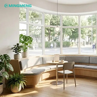 Banc en bois moderne demi-rond pour restaurant, structure en bois pour mobilier de restauration commercial, ensemble de mobilier pour restaurant