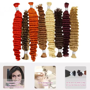 Chloe 100% cabello humano Ombre trenzado cutícula alineada virgen cabello humano trenzado a granel sin trama onda profunda cabello a granel - Product Image 3