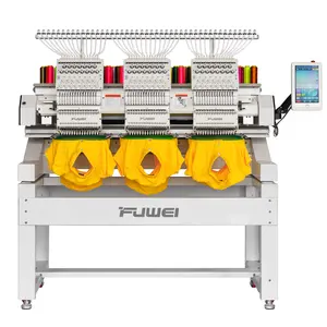 FUWEI 3 heads embroidery machine Industrial use computerized 12/15 needles socks embroidery device DAHAO computer