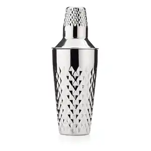 Diamond Cocktail Shaker - Faceted Stainless Steel Shaker With Strainer