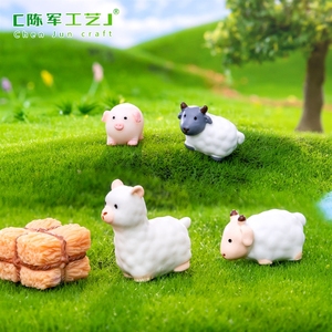 Série Micro-Paysages Ferme de Mousse : Accessoires décoratifs DIY pour petits moutons et petits cochons, mini ornements de bureau - Product Image 3