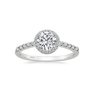 Anillo de Plata de Ley S925 CANNER con Halo Redondo de 1.25 Quilates y Circonitas Cúbicas, Anillos de Compromiso para Mujer, Anillos de Promesa - Product Image 1