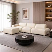 Canapé certifié CE, mobilier de luxe pour appartement, canapé modulaire confortable en cuir véritable avec structure en bois, imperméable