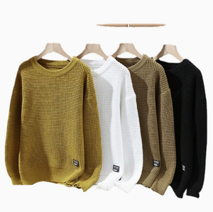 Men Cotton Blend Knitted <b>Cardigan</b> <b>Sweater</b> O-Neck Button Front Breathable Casual Fall Winter OEM - Product Image 1