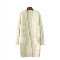 Mode féminine hiver automne avant pull ouvert Cardigan Long manteau tricoté dames pour la vente en gros