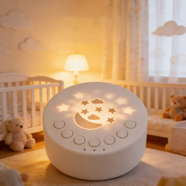 Newborn Baby White Noise Sleep Machine Speaker Night Light Battery Powered for Outdoor & Household Use Plastic Material