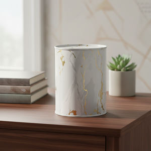 Hucha Redonda Metálica Kontensan Marble White 0.6L EF15151, Diseño Elegante de Caja Fuerte - Product Image 3