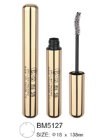 BRILLIANT BM5127 Tubo cilíndrico de aluminio dorado de 9 ml para suero de pestañas y máscara, con logotipo personalizado, envase cosmético con tapa de rosca, OEM