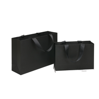 Sac cadeau en papier kraft noir en gros, recyclé, avec poignées, imprimé sérigraphié, plusieurs tailles, logo personnalisé, pour vêtements