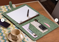 Carpeta de Presentación de Cuero Repujado en Oferta, Tamaño A4, Logotipo Personalizado, Carpeta Expandible para Documentos