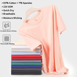 Camisetas Personalizadas de Algodón y Spandex de 220 g/m², Frescas al Tacto, Unisex, Lisas, de Secado Rápido, Transpirables, para Deportes, Trabajo y Uniformes - Product Image 3