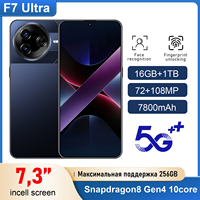 Smartphone F7 Ultra 5G 16GB 1TB Kamera Belakang 108MP Kamera Depan 72MP Android 15 Dual SIM Layar OLED 90Hz