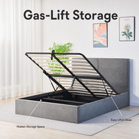 Gepolstertes Gaslift-Bett mit Stauraum Cordstoff Klappbarer Lattenrost 90x190 137x191 150x200