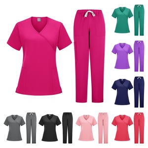 Female Medical Uniform Split Set Polyester Knitted Slim Fit Hospital Clinic Work Clothes - Product Image 4