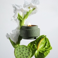 Pot à bougie créatif en ciment et béton vert foncé unique, luxueux, pour parfum