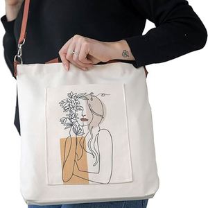 Customized Eco-friendly Cotton <b>Bag</b> With 100% Cotton and Large Capacity Single Shoulder <b>Bag</b> With <b>Compartment</b> Zipper - Product Image 4