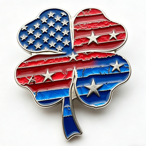 Custom Four-Leaf Clover Alloy Hard Enamel for Nickel Plated Patriotic Badge Butterfly Clutch for Graduation Anniversary - Product Image 2