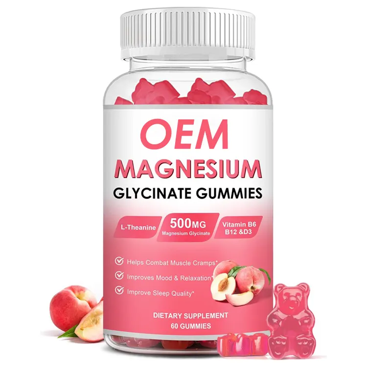 Vitamine integratori a base di erbe per la cura della salute hanno migliorato il sonno Gummies magnesio glicinato