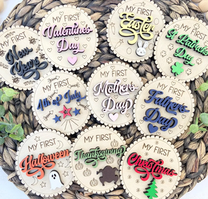 PAFU Letrero de Madera 3D 'Hola Mundo', Disco de Hitos para Bebé, Tarjetas de Hitos para Bebé, Mis Primeros Hitos Festivos - Product Image 3