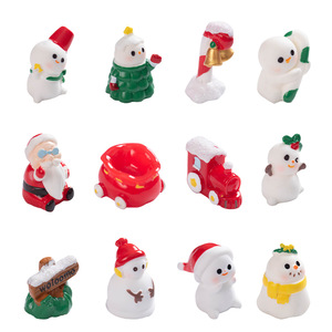 Figurines miniatures de Noël en résine, bonhomme de neige, train de Père Noël, décoration intérieure - Product Image 4
