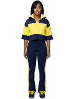 Ensemble de vêtements tendance pour femmes grandes tailles, bustier à blocs de couleur, pantalon large, ensemble de 2 pièces pour femmes