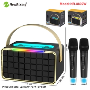 2 माइक nr8802w rgb Bt स्पीकर 40w 4000mah पोर्टेबल बेल्ट स्पीकर वायरलेस माइक्रोफोन Dausling प्रकाश fm रेडियो यांत्रिक बटन - Product Image 2