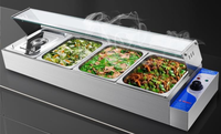 Bain-marie commercial chauffe-plats avec couvercle en verre, en acier inoxydable, électrique, pour buffet, table vapeur, restaurant, traiteur, hôtel Hecheng