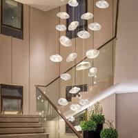 Lustre moderne en verre fait main sur mesure de grande taille pour escalier de duplex, décoration de luxe pour salon, luminaire suspendu