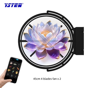 พัดลมโฮโลแกรมติดผนัง3D เครื่องโฆษณากลางแจ้งกันฝน45ซม. พัดลมโฮโลแกรม3D คู่พร้อมระบบควบคุมแอปมือถือ - Product Image 1