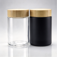 Offre Spéciale – Pots en Verre Noir Mat Personnalisables avec Logo, 4oz, 5oz, 120ml, 150ml, pour Herbes, Fleurs Séchées, Miel et Aliments, avec Couvercle en Bambou