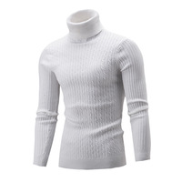 Pull en maille à col montant pour homme, tricot torsadé, style européen et américain, chaud et décontracté, automne-hiver
