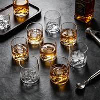Verre à whisky minimaliste en verre transparent, fait main, en borosilicate, avec base en forme de montagne, pour la maison