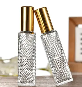 Homay packaging 12ml cuboid with decorative design sprayer perfume with oxide aluminum cap for cosmetic