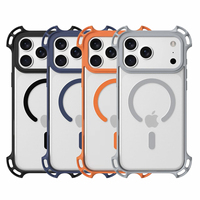 Anti-val, aanpasbare logo telefoonhoes voor iPhone 17 16 15 Pro Max, magnetische adsorptie & verborgen standaard, schokbestendige hoes
