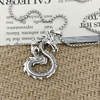 Collana Ciondolo Drago Gotico Lega di Zinco Galvanizzato Catena Lunga Unisex Punk Hip Hop Gioiello