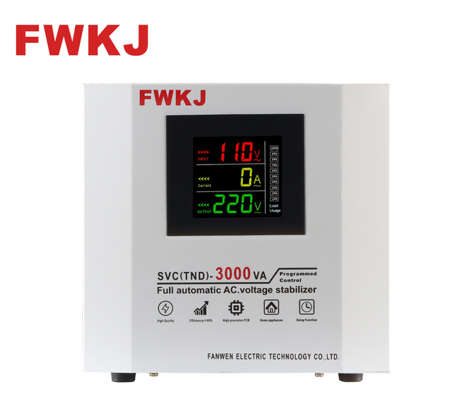 Single Phase Capacitor Voltage Stabilizer 3000VA with Digital Display for Data Center Use|