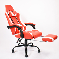 Silla de Juego Ergonómica con Reposapiés, Silla Reclinable de Cuero con Reposabrazos Articulados para Juegos de PC y Oficina en Casa