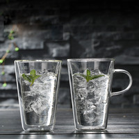 Service à café et thé en verre borosilicate PSC moderne, écologique, de haute qualité, 400 ml, fait main, isolé, transparent, à large ouverture, imprimé