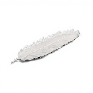 Antique Design Leaf Shape Snacks <b>Tray</b> Handmade Aluminium Silver Color Dessert Leaf Dish At Lowest Pricing - Product Image 1