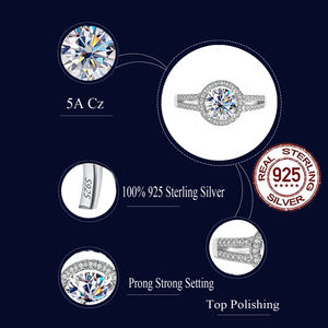Premium Round Cubic Zircon S925 Sterling Silber Hochzeit Braut ring für Frauen Luxuriöser Hands chmuck - Product Image 4