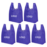 Sac fourre-tout réutilisable écologique en non-tissé pour supermarché, type T-shirt, vente en gros à bas prix