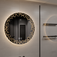 Espejo Inteligente Redondo con Sensor LED, Pantalla Táctil Antivaho, Espejo Inteligente de Pared para Baño, para Uso en Hoteles