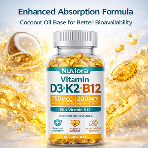 Capsule Softgel Personalizzate di <span class=keywords><strong>Vitamina</strong></span> <span class=keywords><strong>D3</strong></span> K2 MK-7 B12 per Supporto Osseo e Muscolare, Salute del Cuore - Disponibile Etichetta Privata - Product Image 3