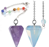 Collier pendentif pyramidal hexagonal fait main en améthyste poudrée, pierre naturelle, cristal de vertèbre, collier spirituel de yoga