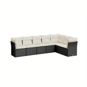 Modular Black Pe Rattan Garden <b>Sofa</b> <b>Set</b> Outdoor Furniture Contemporary Design High Density Foam Cushions - Product Image 1